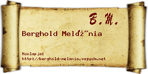 Berghold Melánia névjegykártya